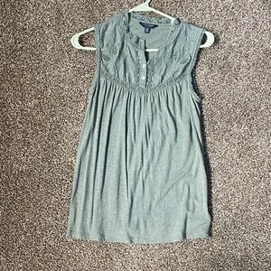 Lucky Brand Sage Green Sleeveless Crochet Yoke Top